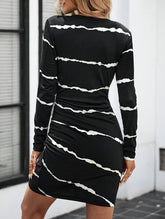 Round neck loose striped print dress